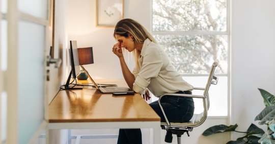 Stressed woman working from home